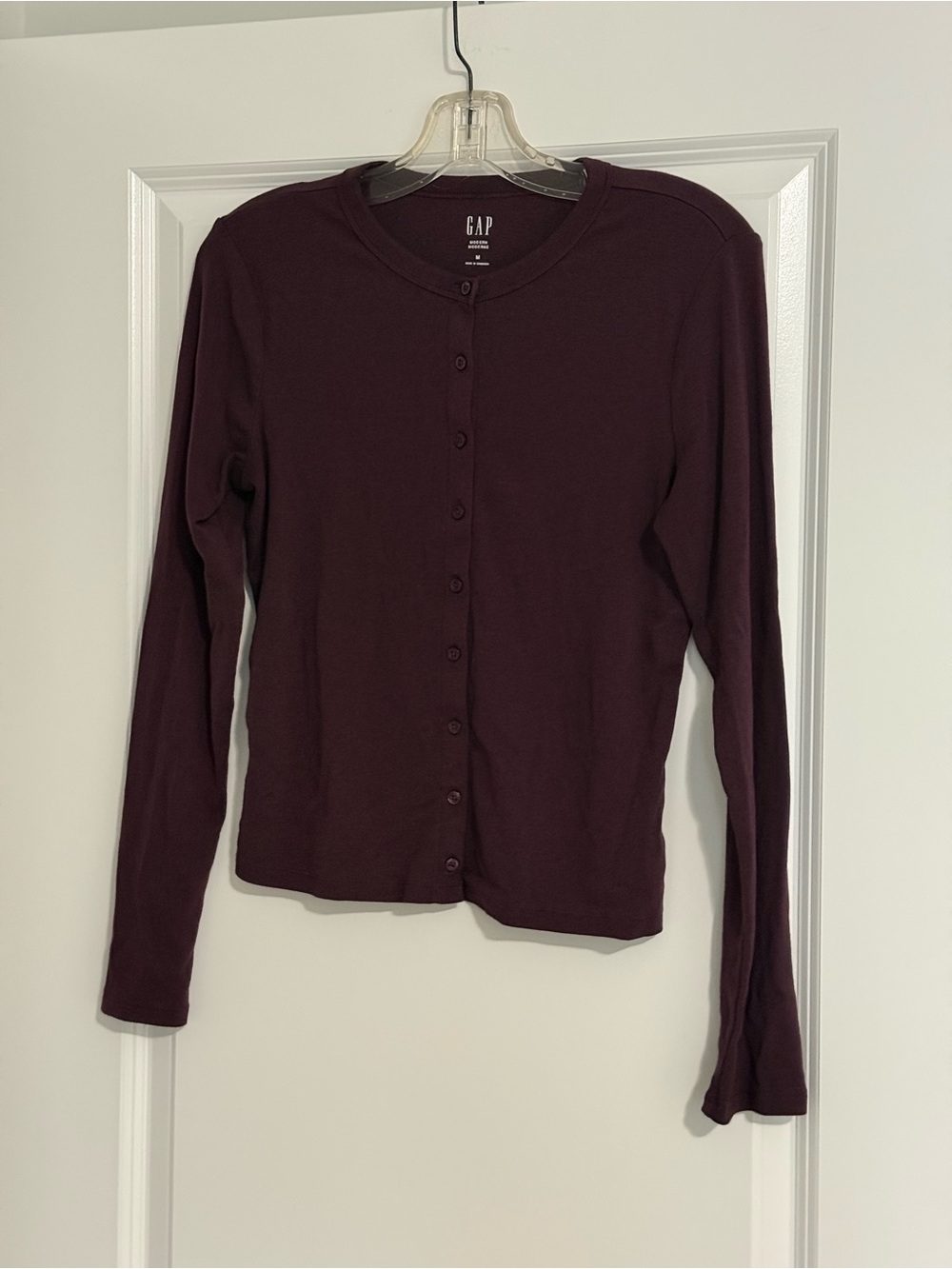 GAP Modern Crewneck Cardigan - Bordeaux Purple
